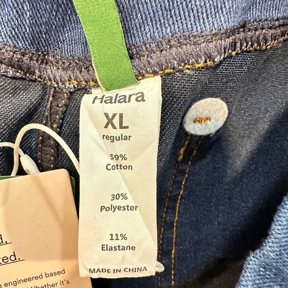 Halara Jeans Women Blue Crossover Waist Flare Stretch Pull On Comfort XL NWT